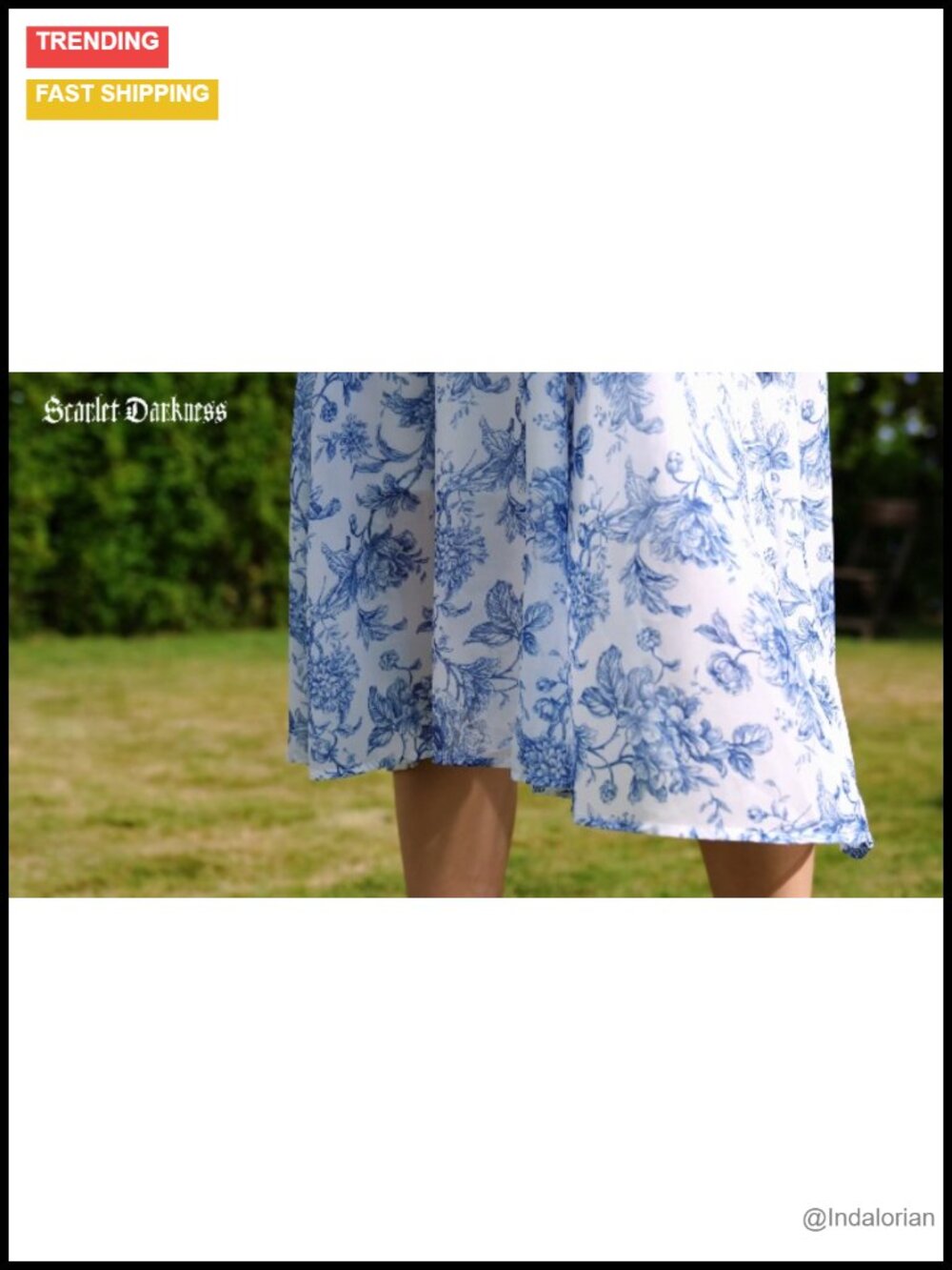 Women's Floral Chiffon Midi Dress Puff Sleeve Square Neck Cottagecore - Picture 5 of 6